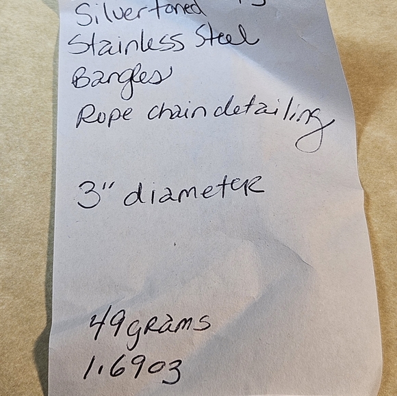 Stainless Steel Bangle Bracelets with rope chain detailing 2 - Picture 7 of 7